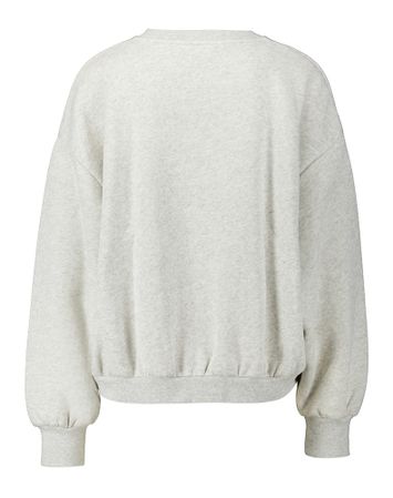 Lichtgrijze pull met ronde hals en multicolor opschrift Bibi By-Bar