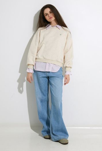 Beige sweater met groene opdruk Bibi Disco By-Bar