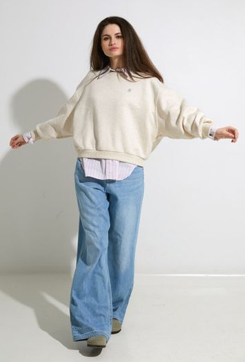 Beige sweater met groene opdruk Bibi Disco By-Bar
