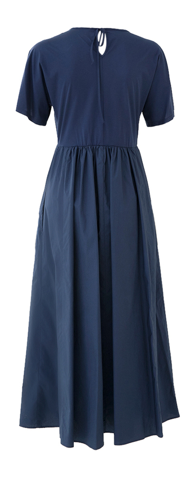 Blauwe jurk met katoenen rok en zakken Bronzo Max Mara 