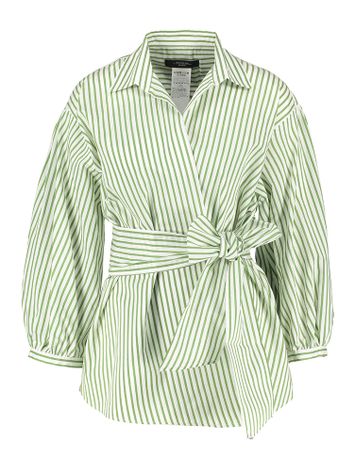 Wit met groen gestreept bloes met lange mouwen Ceci Max Mara