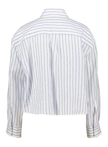 Witte linnen korte bloes met blauwe strepen Nolana Max Mara Weekend 