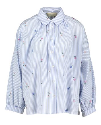 Wit met blauw gestreepte bloes met bloemen Gilly Max Mara 