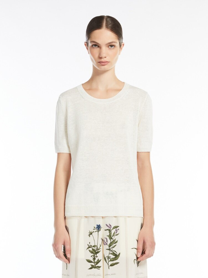 Beige linnen trui met korte mouw Pancone Max Mara