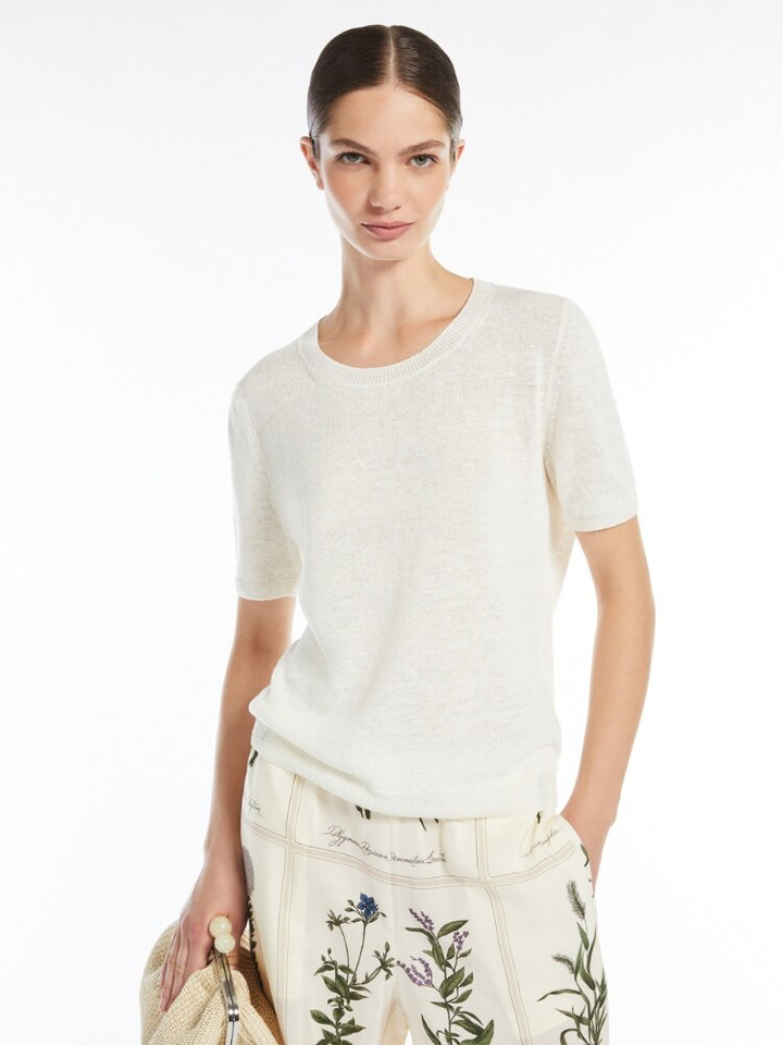 Beige linnen trui met korte mouw Pancone Max Mara