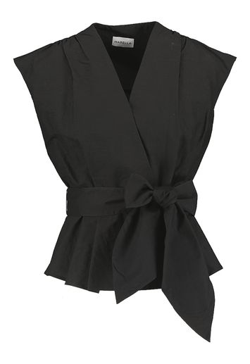 Zwarte bloes met plooien Bronzo Marella 