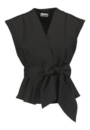 Marella Zwarte bloes met plooien Bronzo