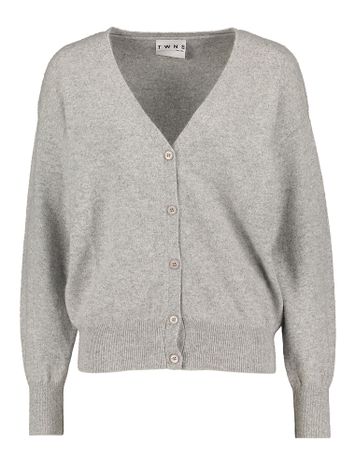 Lichtgrijze wollen gilet met knopen Twins