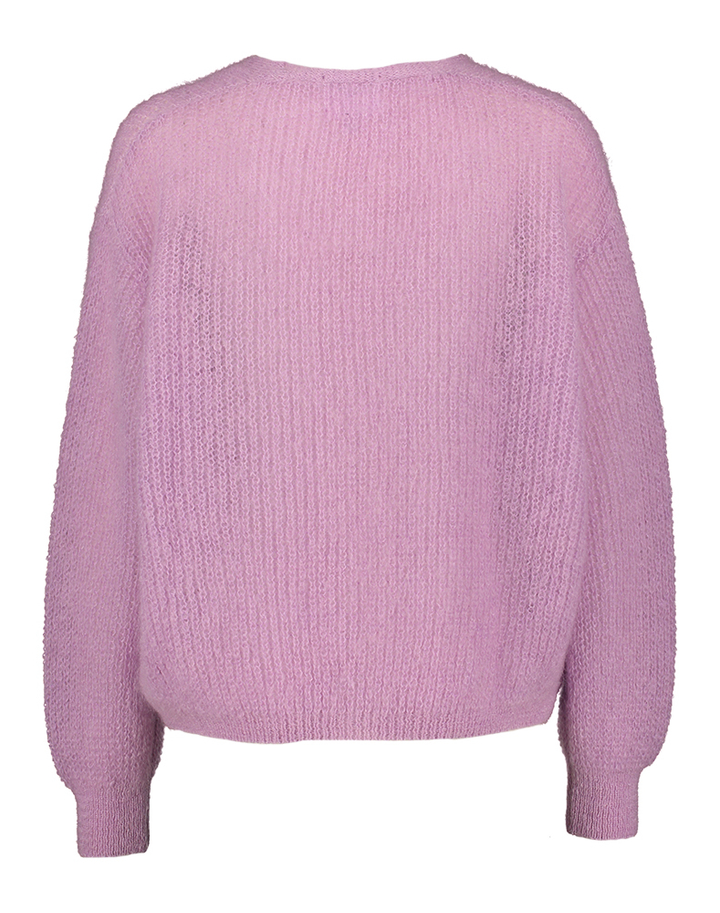 Lila kleurige wollen gilet met parelmoerkleurige knopen Twins