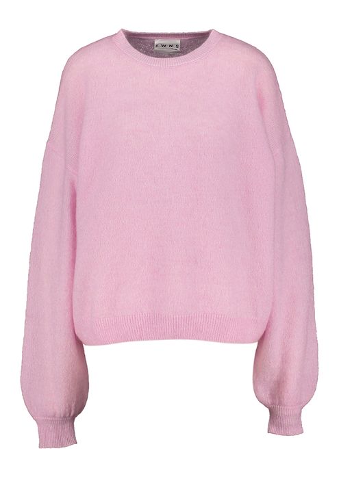 Lichtroze wollen pull met ronde hals Twins