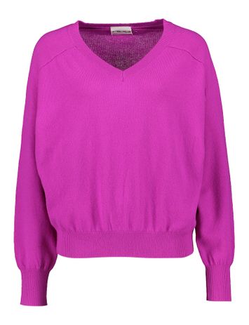 Paarse wollen pull met V-hals Twins