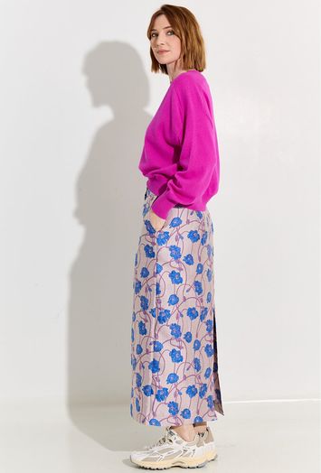 Paarse wollen pull met V-hals Twins