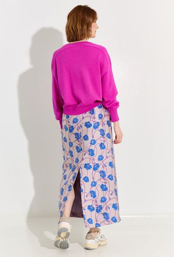 Paarse wollen pull met V-hals Twins
