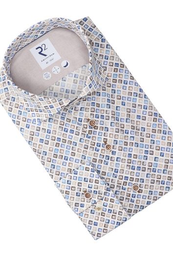 Multicolor grey katoenen hemd (regular fit) met lange mouwen R2