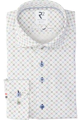 Wit katoenen hemd (regular fit) met print R2