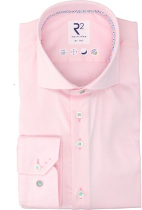 R2 Lichtroze katoenen hemd (slim fit) met lange mouwen