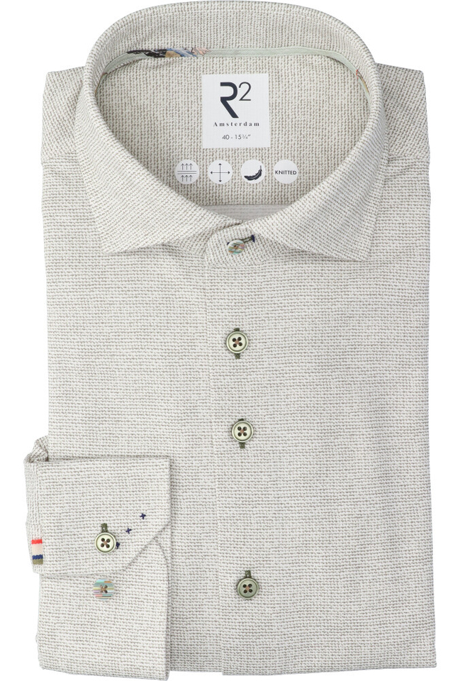 Lichtgroen katoenen hemd (regular fit) met lange mouwen R2