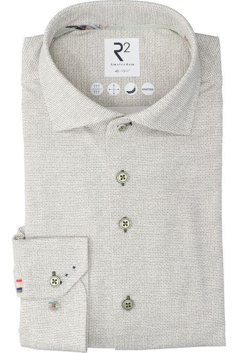 Lichtgroen katoenen hemd (regular fit) met lange mouwen R2