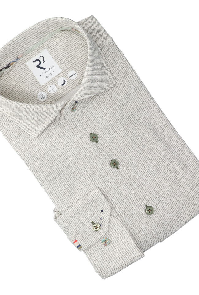 Lichtgroen katoenen hemd (regular fit) met lange mouwen R2