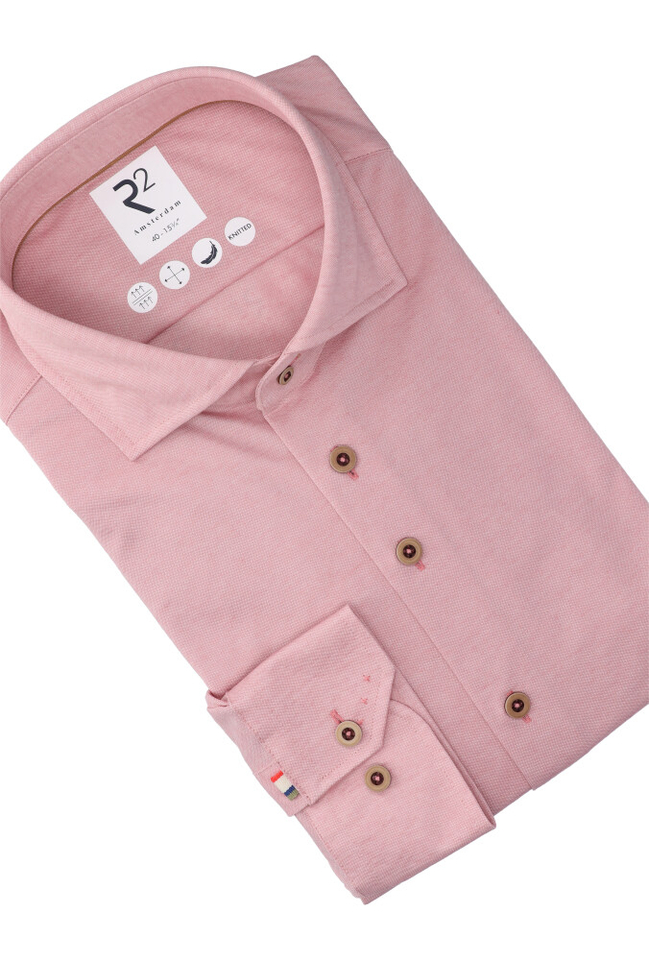 Pink katoenen hemd (regular fit) met lange mouwen R2