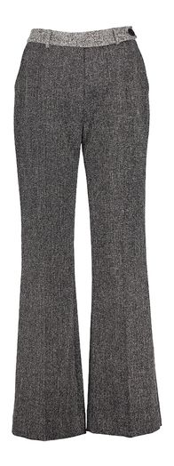 Zwarte lange flared broek met contrasterende tailleband Luck Julia June 