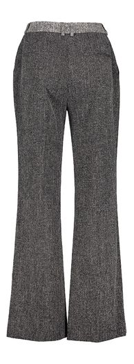 Zwarte lange flared broek met contrasterende tailleband Luck Julia June 