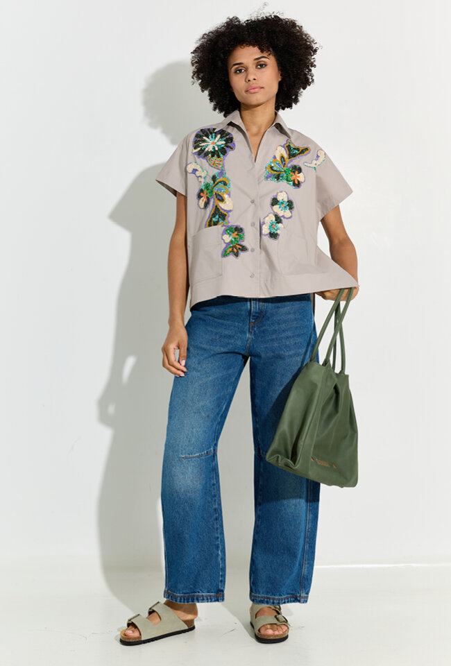 Blauwe loose fit jeans met hoge taille Soeur 