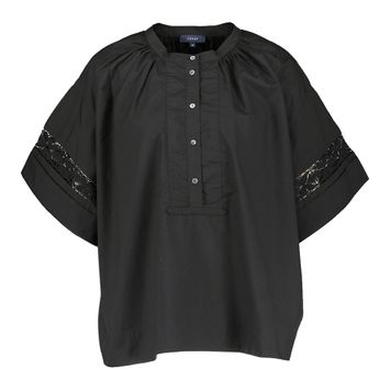 Zwarte wijde katoenen blouse met korte mouwen Albana Soeur