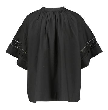 Zwarte wijde katoenen blouse met korte mouwen Albana Soeur