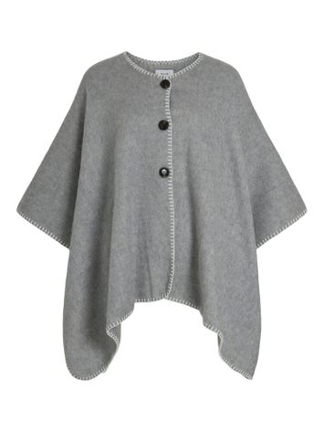Grijze poncho met witte details en knopen Visantel Vila 