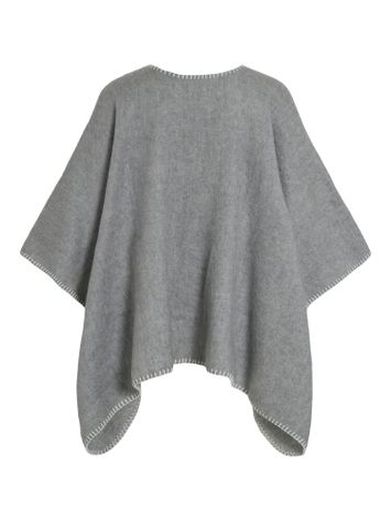Grijze poncho met witte details en knopen Visantel Vila 