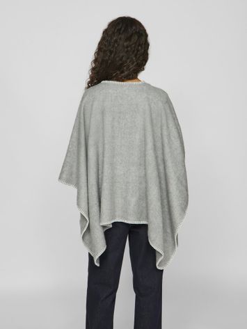 Grijze poncho met witte details en knopen Visantel Vila 