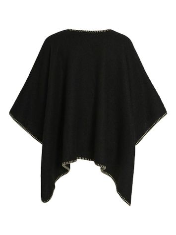 Zwarte poncho met witte details en knopen Vila 