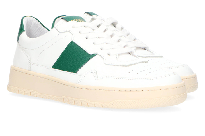 Wite lage sneakers met groene details National Standard