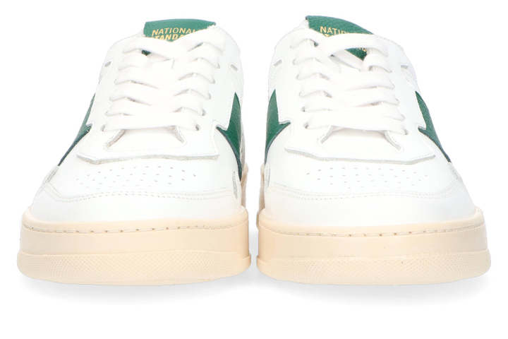 Wite lage sneakers met groene details National Standard