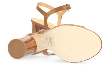 Cognac kleurige sandalen met blokhak Caro Atelier Content