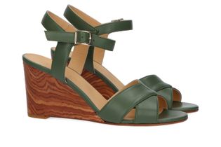 Atelier Content Dark green sandalen met sleehak Cara