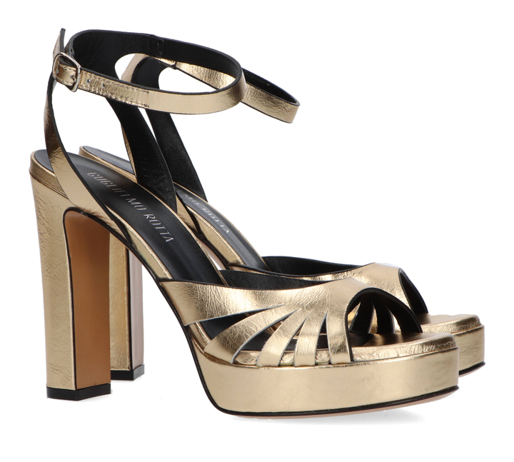 Gouden sandalen met hak Scratch Platino Rotta 