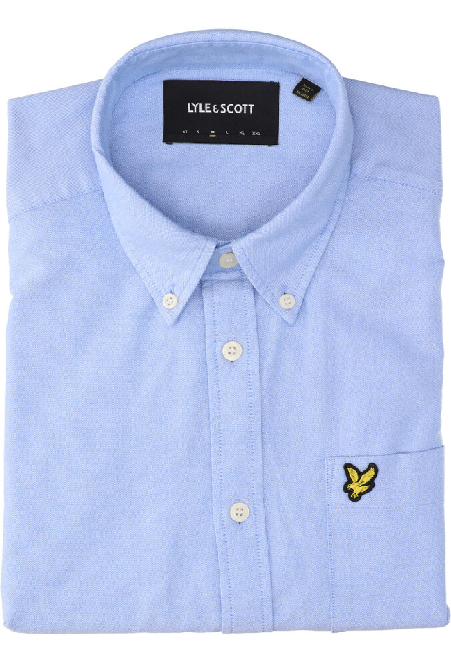Lichtblauw katoenen hemd ( regular fit) met lange mouwen Lyle & Scott
