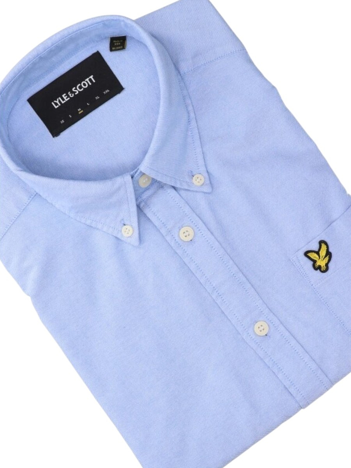 Lichtblauw katoenen hemd ( regular fit) met lange mouwen Lyle & Scott