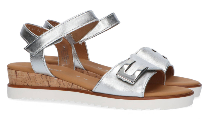 Zilverkleurige sandalen met sleehak Gabor