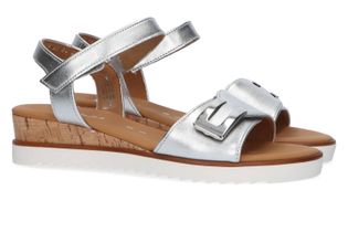 gabor Zilverkleurige sandalen met sleehak