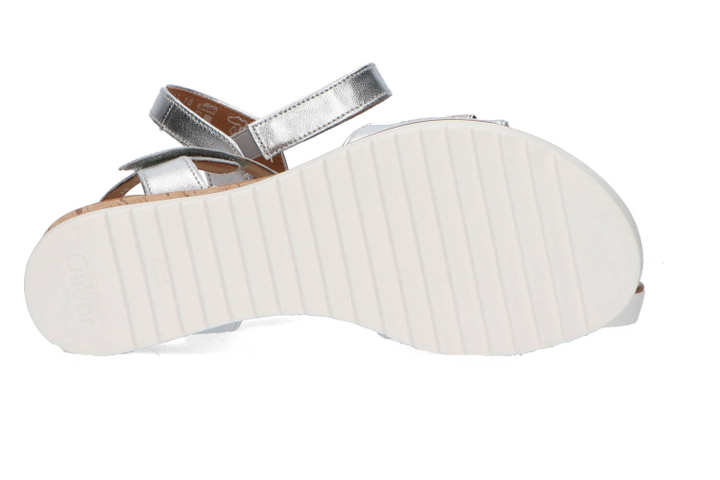 Zilverkleurige sandalen met sleehak Gabor