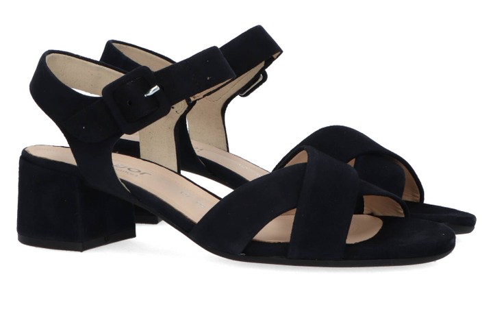 Donkerblauwe sandalen met blokhak Gabor