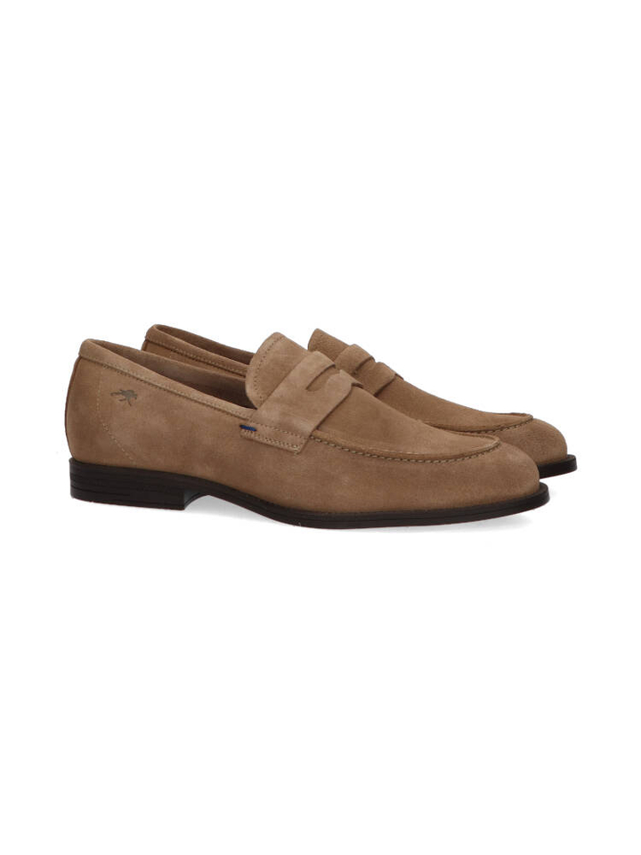 Donkerbeige suède lage schoenen Fluchos