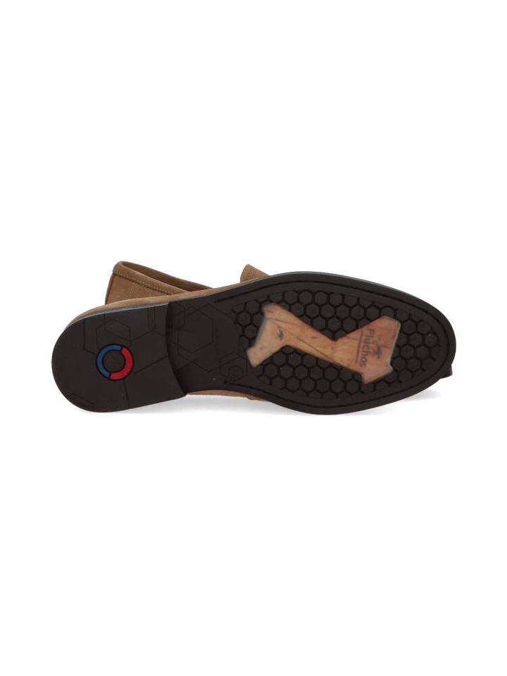 Donkerbeige suède lage schoenen Fluchos