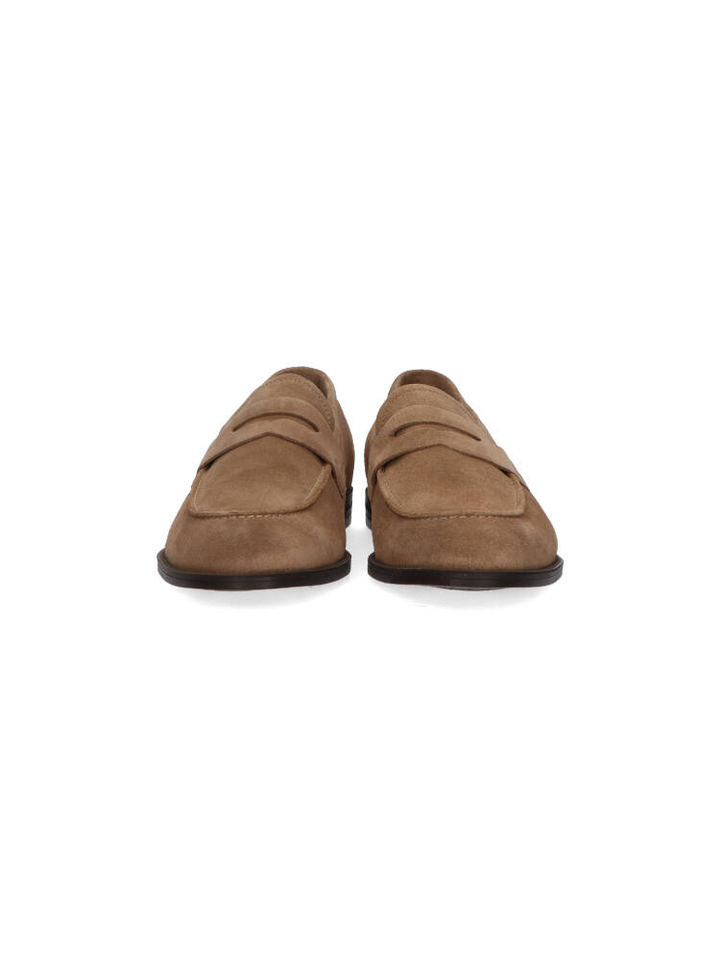 Donkerbeige suède lage schoenen Fluchos
