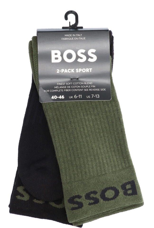 Open green ribbel kousen 2-pack Hugo Boss