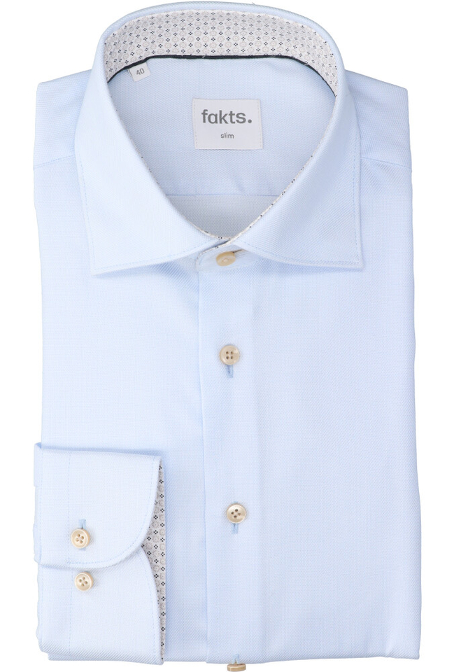 Blue light uni katoenen hemd (slim fit) met lange mouwen Fakts 