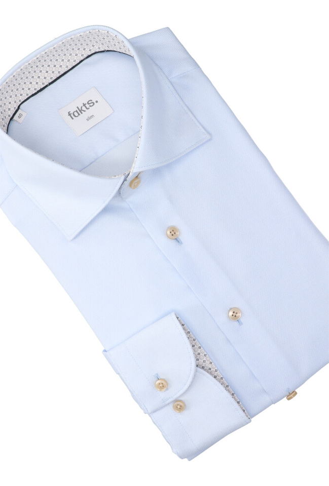 Blue light uni katoenen hemd (slim fit) met lange mouwen Fakts 